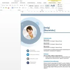 Szablon CV w Wordzie z miejscem na zdjęcie, danymi kontaktowymi, doświadczeniem, edukacją i umiejętnościami.