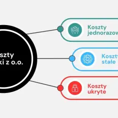 Diagram przedstawiający koszty spółki z o.o.: jednorazowe, stałe i ukryte.
