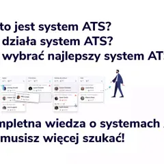 Grafika przedstawia schemat działania systemu ATS, pokazujący etapy rekrutacji kandydatów.