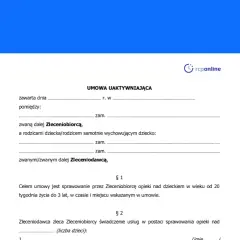 Fragment umowy aktywizującej dla niani z logo "rcponline".