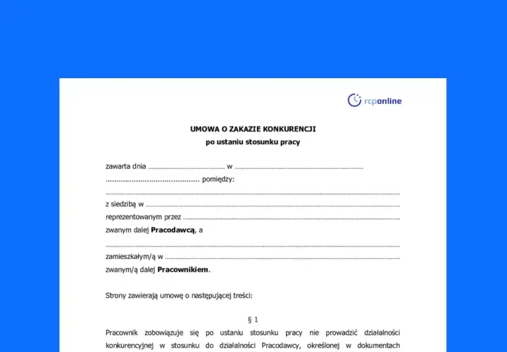 Fragment umowy o zakazie konkurencji po ustaniu stosunku pracy.