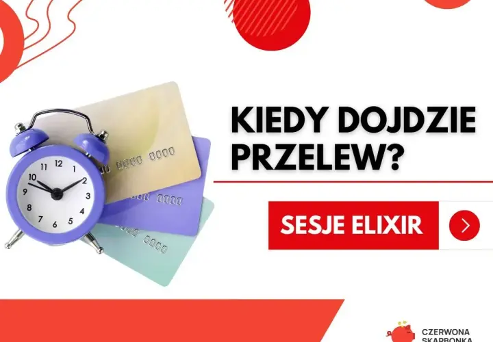 Budzik i karty płatnicze symbolizują pytanie: "Kiedy dojdzie przelew?". Kliknij "Sesje Elixir", by dowiedzieć się więcej.
