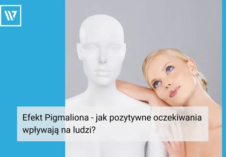 Kobieta opiera głowę na manekinie, symbolizując efekt Pigmaliona i siłę pozytywnych oczekiwań.