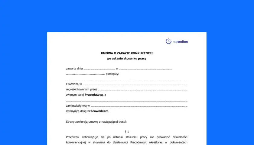 Fragment umowy o zakazie konkurencji po ustaniu stosunku pracy.