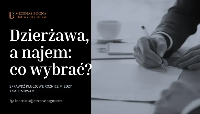 Dłoń w garniturze pisze piórem na dokumencie, obok filiżanka kawy.